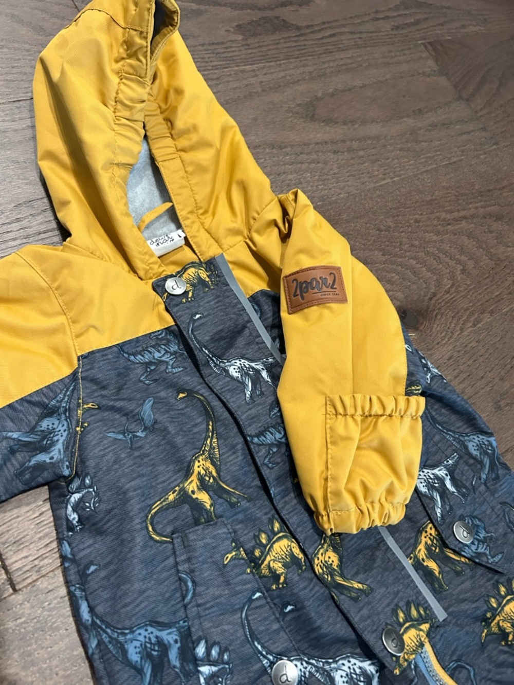 Deux Par Deux Size 6 month Fleece Lined Boy's Rainsuit - Picture 3 of 5